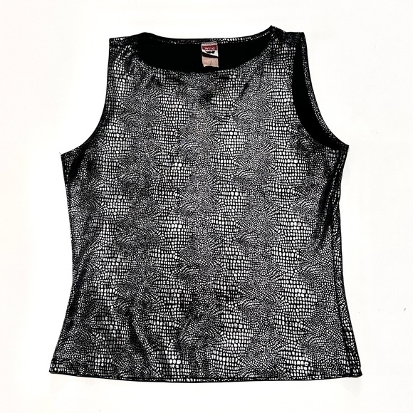 Wild 2000s silver and black snake print metallic tank top - Picture 1 of 4